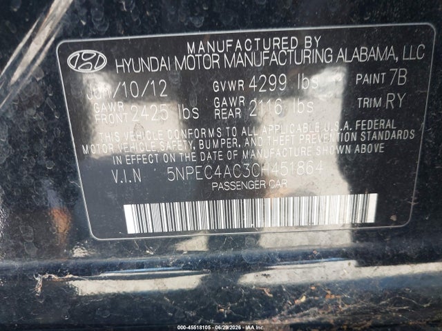 صورة 9 لـ 2012 Hyundai SONATA LIMITED