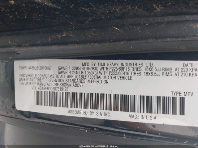2008 Subaru OUTBACK (NATL) 照片 9