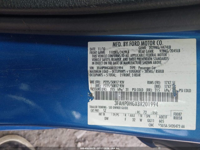 صورة 9 لـ 2011 FORD FUSION SE