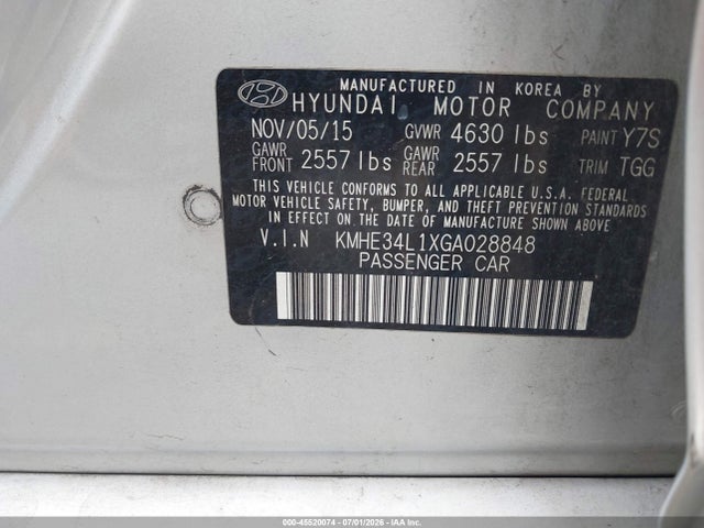 2016 Hyundai SONATA HYBRID LIMITED — фото 9