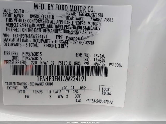 2010 FORD FOCUS SE 照片 9