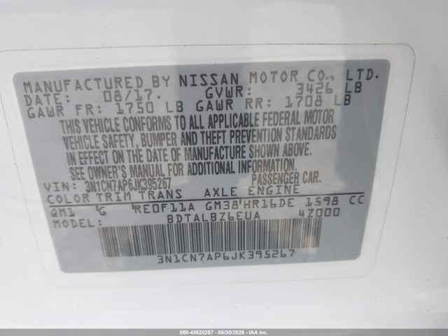 2018 Nissan VERSA 1.6 SV 照片 9