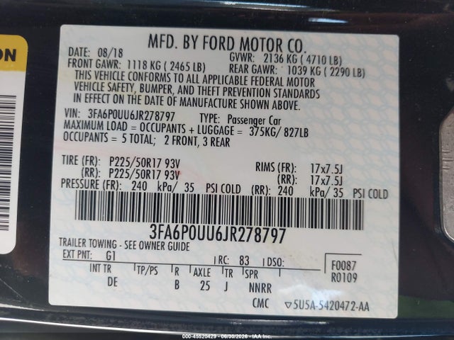 2018 FORD FUSION HYBRID S — фото 9