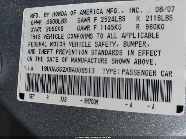 2008 Acura TL 3.2 照片 9
