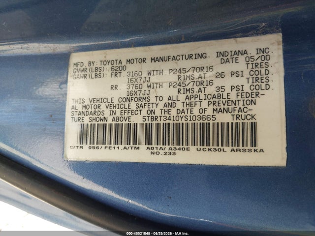 2000 Toyota TUNDRA SR5 V8 photo 9