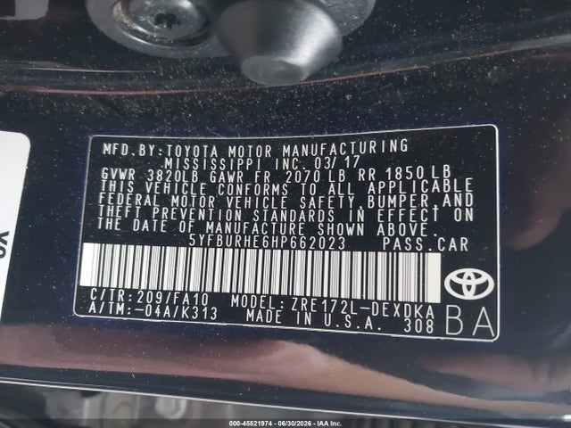 2017 Toyota COROLLA L 照片 9
