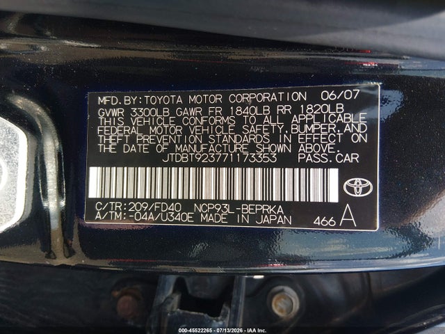 2007 Toyota YARIS — фото 9
