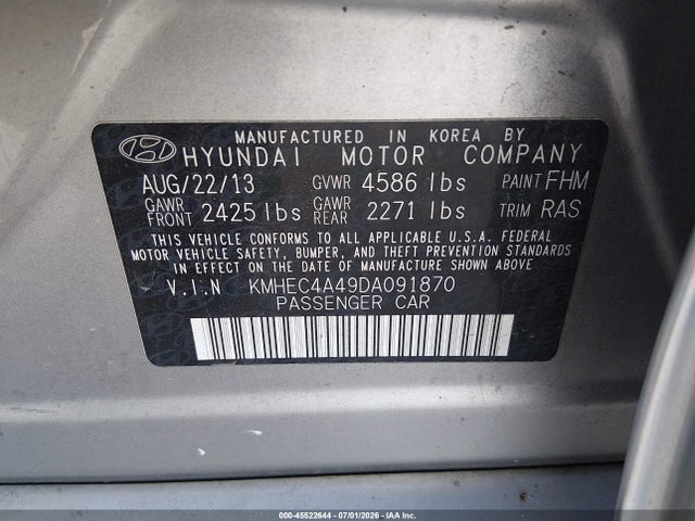 2013 Hyundai SONATA HYBRID LIMITED — миниатюра 9