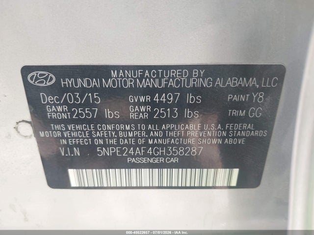 صورة 9 لـ 2016 Hyundai SONATA SE