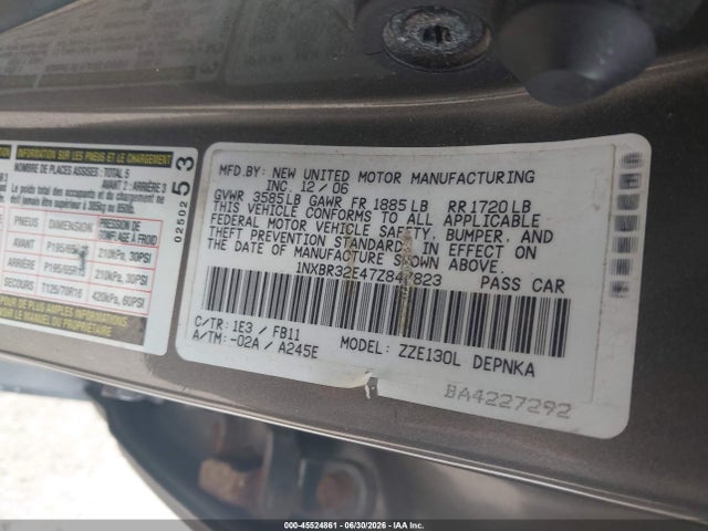 2007 Toyota COROLLA LE 照片 9