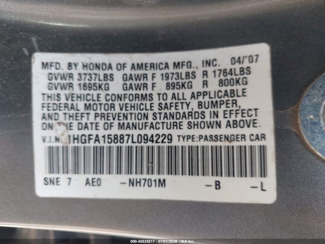 صورة 9 لـ 2007 Honda CIVIC EX