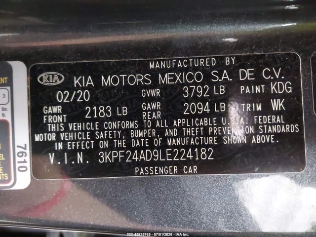 صورة 9 لـ 2020 KIA FORTE LXS