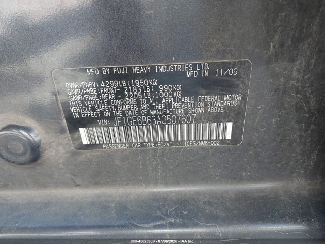 2010 Subaru IMPREZA 2.5I PREMIUM — фото 9