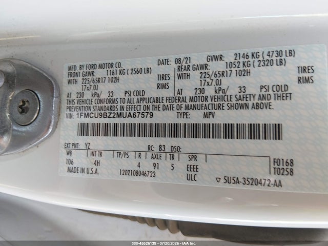 2021 FORD ESCAPE SE HYBRID 9
