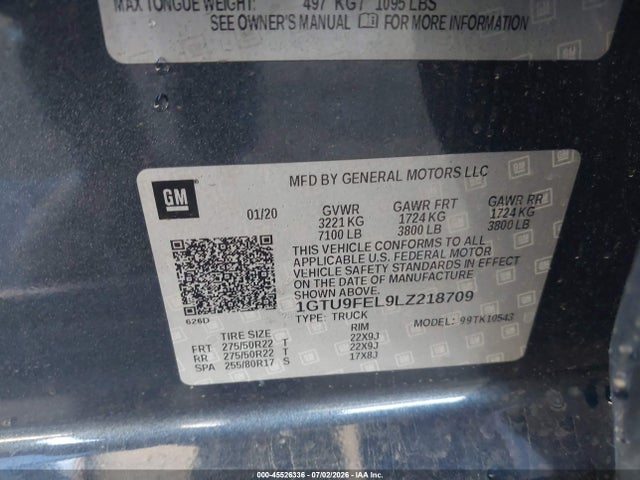 2020 GMC SIERRA 1500 4WD SHORT BOX DENALI 照片 9