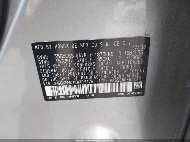 صورة 9 لـ 2019 Honda FIT EX-L