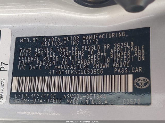 صورة 9 لـ 2012 Toyota CAMRY SE