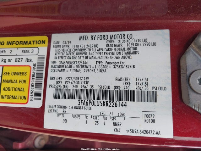2019 FORD FUSION HYBRID SE 9