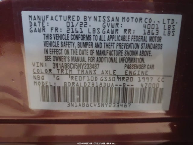 2022 Nissan SENTRA SV XTRONIC CVT photo 9