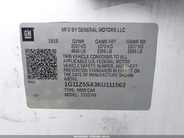 2019 CHEVROLET IMPALA LT 9