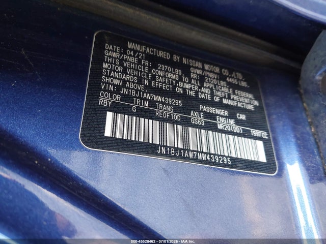 2021 NISSAN ROGUE SPORT S AWD XTRONIC CVT 9