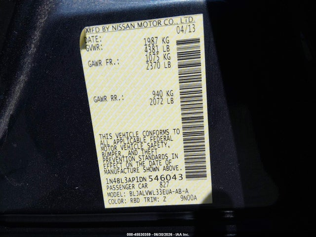 2013 Nissan ALTIMA 3.5 SL — фото 9