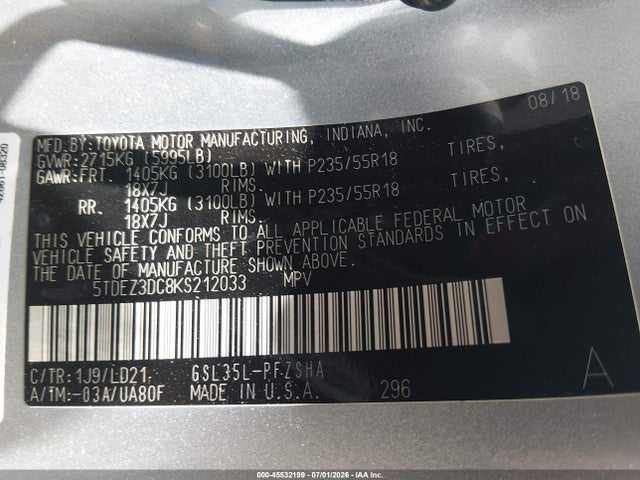 2019 TOYOTA SIENNA SE 9