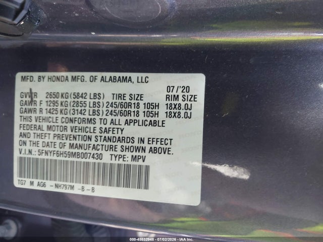 2021 HONDA PILOT AWD EX-L 9