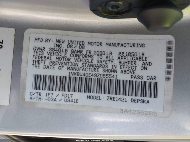 2009 Toyota COROLLA S 照片 9