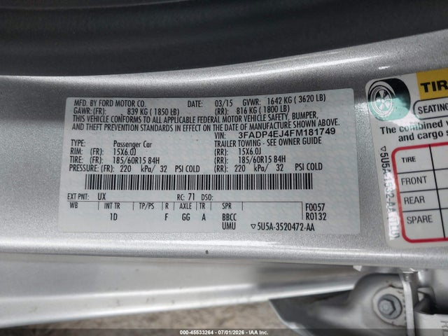 صورة 9 لـ 2015 FORD FIESTA SE
