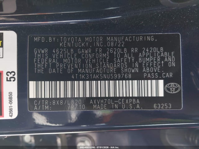 2022 Toyota CAMRY XSE HYBRID 照片 9
