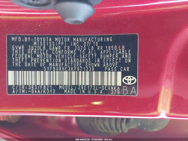 2019 TOYOTA COROLLA LE 9