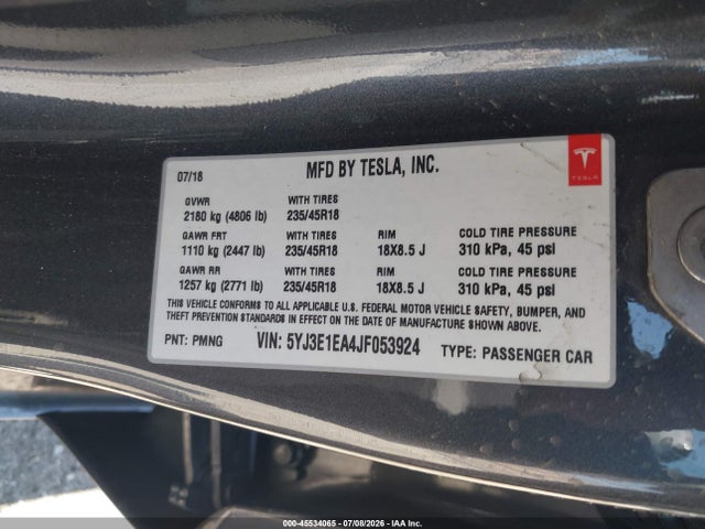 2018 Tesla MODEL 3 LONG RANGE/MID RANGE — фото 9