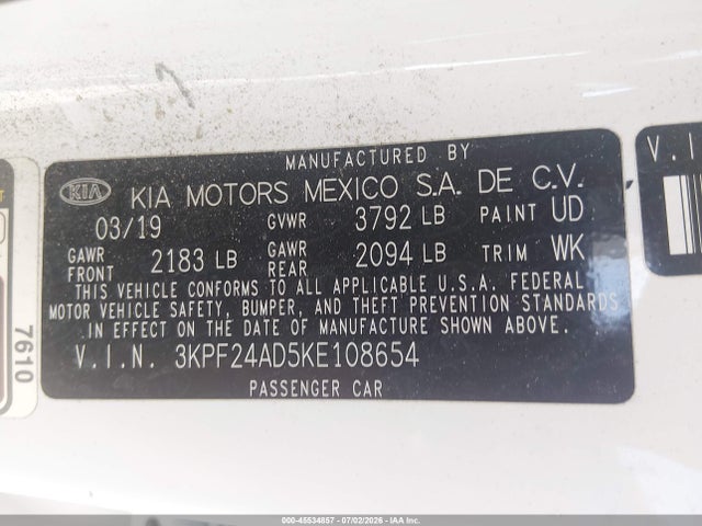 2019 KIA FORTE LXS photo 9