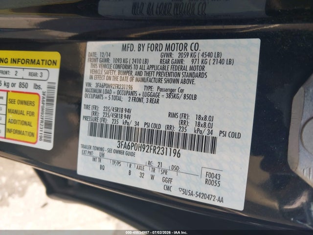 صورة 9 لـ 2015 FORD FUSION SE