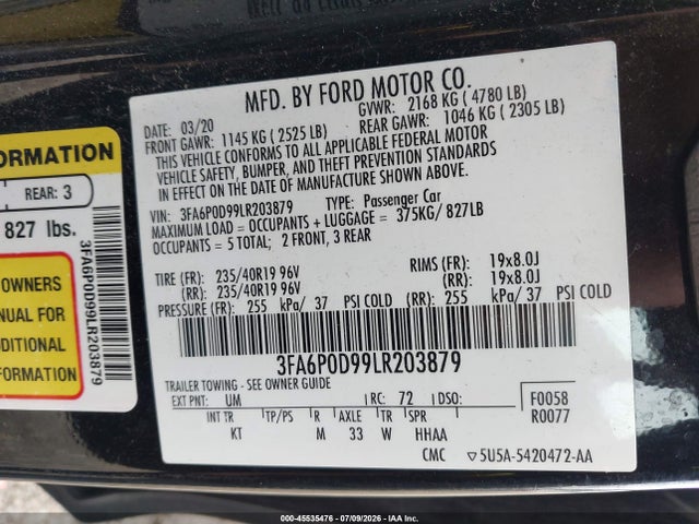 2020 FORD FUSION TITANIUM 照片 9