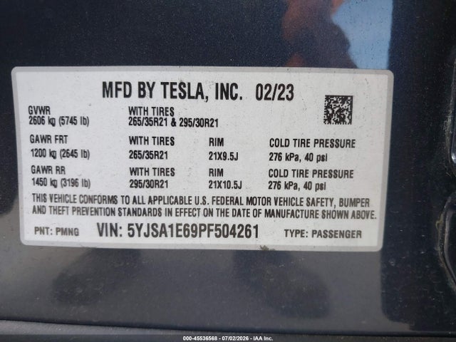 2023 TESLA MODEL S PLAID TRI MOTOR ALL-WHEEL DRIVE 9