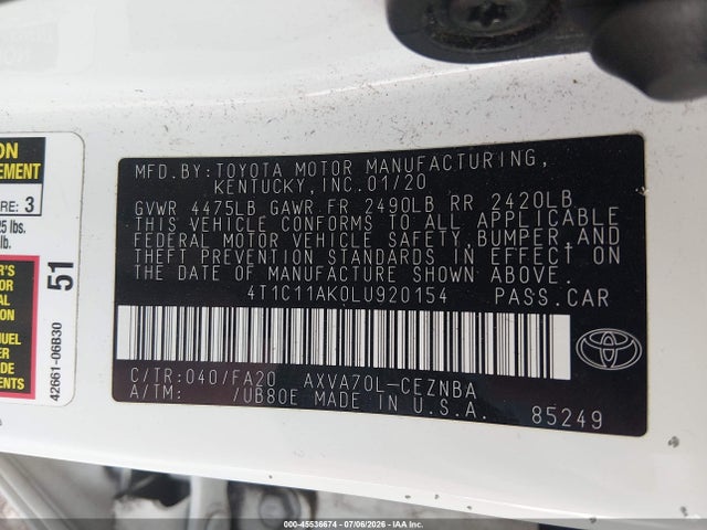2020 TOYOTA CAMRY LE 9