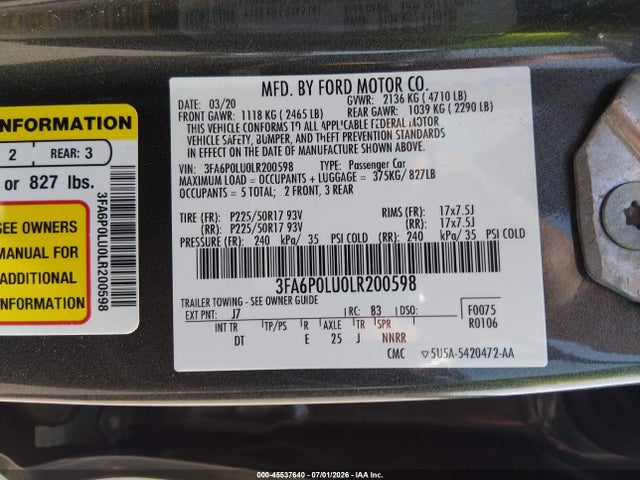 2020 FORD FUSION HYBRID SE — фото 9