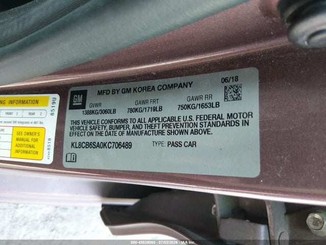 2019 CHEVROLET SPARK LS CVT 9