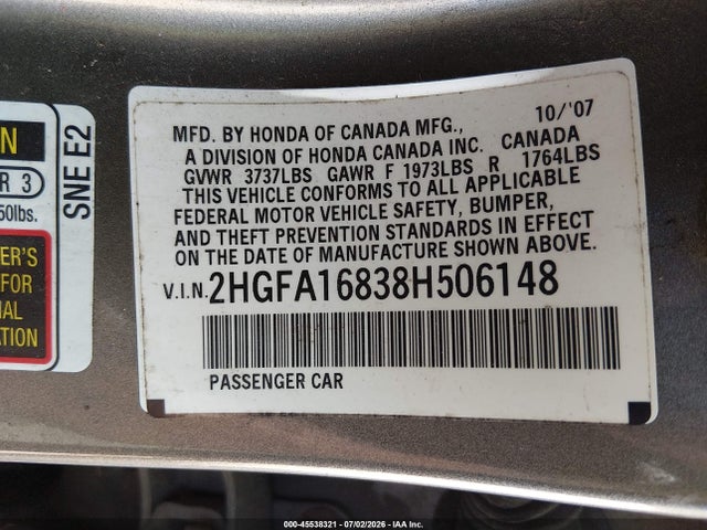 2008 Honda CIVIC EX — фото 9