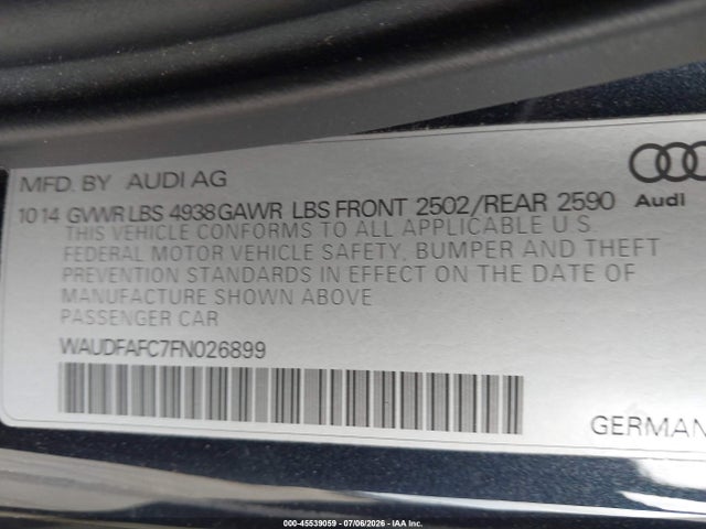 2015 AUDI A6 2.0T PREMIUM 照片 9