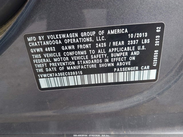 2014 Volkswagen PASSAT 2.0L TDI SEL PREMIUM 照片 9