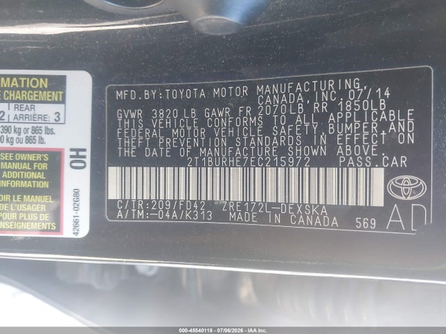 2014 Toyota COROLLA S PLUS — фото 9