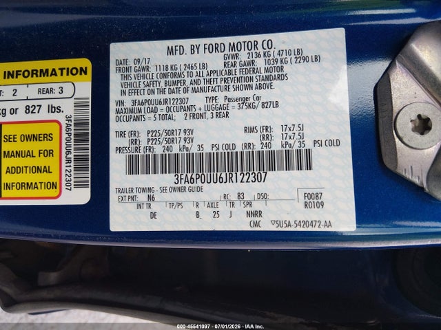 2018 FORD FUSION HYBRID S 照片 9