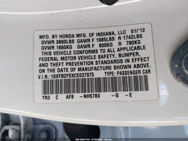 2012 Honda CIVIC LX — фото 9