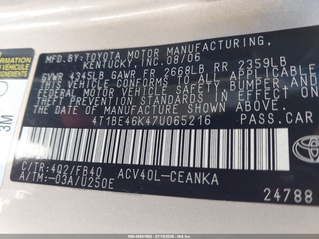 2007 Toyota CAMRY LE photo 9