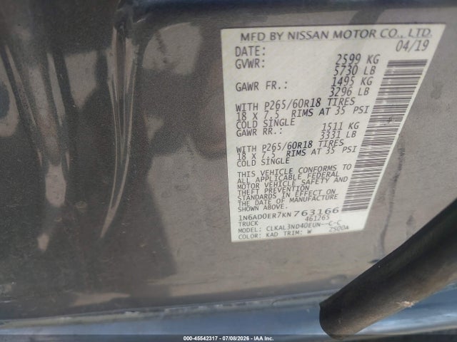 2019 NISSAN FRONTIER SL 9