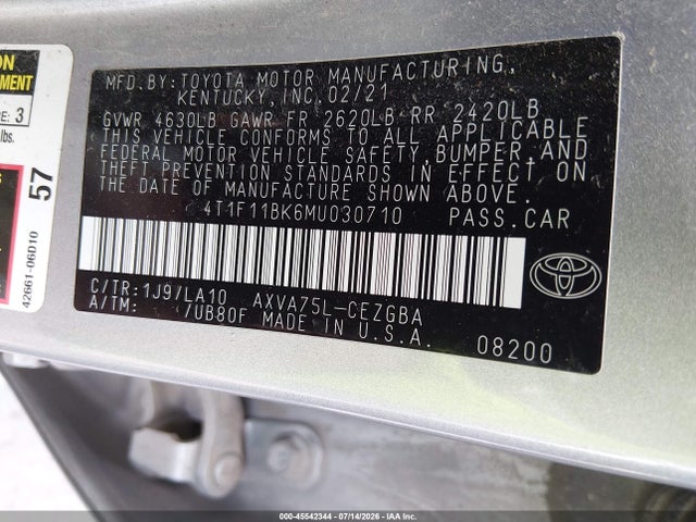 2021 TOYOTA CAMRY XLE AWD 9