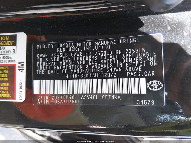 2010 Toyota CAMRY LE — фото 9